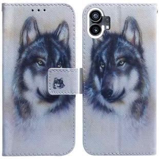 For Nothing Phone 1 Coloured Drawing Leather Phone Case(White Wolf)