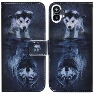 For Nothing Phone 1 Coloured Drawing Leather Phone Case(Wolf and Dog)