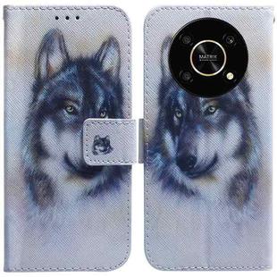 For Honor X9 / X9 5G Coloured Drawing Leather Phone Case(White Wolf)