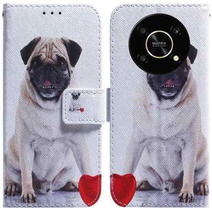 For Honor X9 / X9 5G Coloured Drawing Leather Phone Case(Pug)