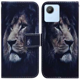 For Realme C30 Coloured Drawing Leather Phone Case(Lion)