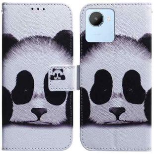 For Realme C30 Coloured Drawing Leather Phone Case(Panda)