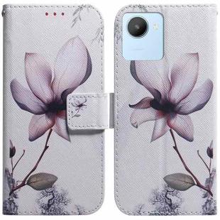 For Realme C30 Coloured Drawing Leather Phone Case(Magnolia)