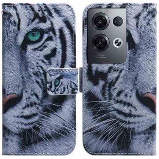 For OPPO Reno8 Pro+ Coloured Drawing Leather Phone Case(Tiger)