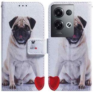 For OPPO Reno8 Pro+ Coloured Drawing Leather Phone Case(Pug)