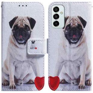 For Samsung Galaxy M13 4G Coloured Drawing Leather Phone Case(Pug)