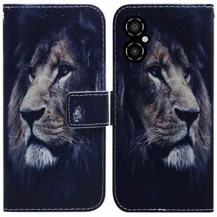 For Xiaomi Poco M4 5G Coloured Drawing Leather Phone Case(Lion)