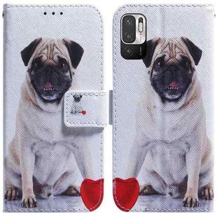 For Xiaomi Redmi Note 11T Pro / 11T Pro+ 5G Coloured Drawing Leather Phone Case(Pug)