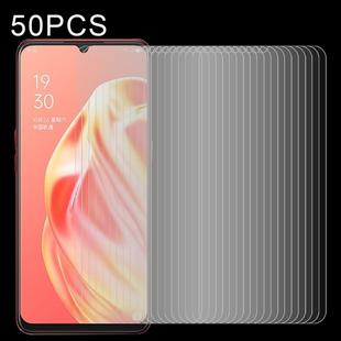 50 PCS 0.26mm 9H Surface Hardness 2.5D Explosion-proof Tempered Glass Non-full Screen Film For OPPO A91