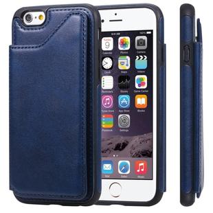 For iPhone 6 Shockproof Calf Texture Protective Case with Holder & Card Slots & Frame(Blue)