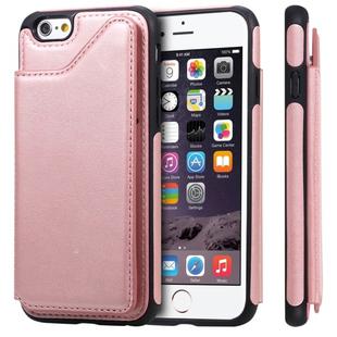 For iPhone 6 Shockproof Calf Texture Protective Case with Holder & Card Slots & Frame(Rose Gold)