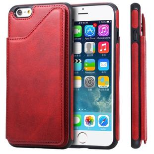 For iPhone 6 Plus Shockproof Calf Texture Protective Case with Holder & Card Slots & Frame(Red)