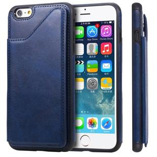 For iPhone 6 Plus Shockproof Calf Texture Protective Case with Holder & Card Slots & Frame(Blue)