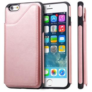 For iPhone 6 Plus Shockproof Calf Texture Protective Case with Holder & Card Slots & Frame(Rose Gold)