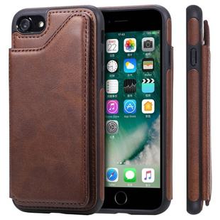 For iPhone 7 / 8 Shockproof Calf Texture Protective Case with Holder & Card Slots & Frame(Coffee)