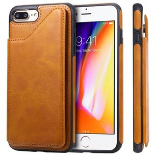 For iPhone 7 Plus / 8 Plus Shockproof Calf Texture Protective Case with Holder & Card Slots & Frame(Brown)