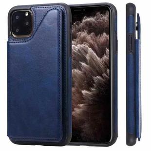 For iPhone 11 Pro Max Shockproof Calf Texture Protective Case with Holder & Card Slots & Frame(Blue)