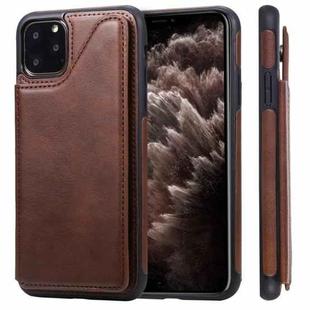 For iPhone 11 Pro Max Shockproof Calf Texture Protective Case with Holder & Card Slots & Frame(Coffee)