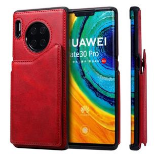 For Huawei Mate 30 Pro Shockproof Calf Texture Protective Case with Holder & Card Slots & Frame(Red)