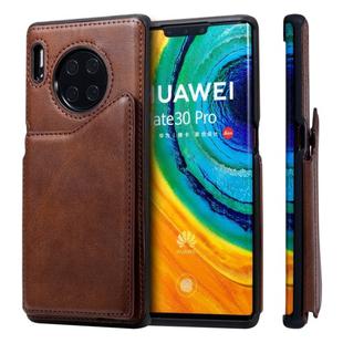 For Huawei Mate 30 Pro Shockproof Calf Texture Protective Case with Holder & Card Slots & Frame(Coffee)