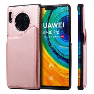For Huawei Mate 30 Pro Shockproof Calf Texture Protective Case with Holder & Card Slots & Frame(Rose Gold)