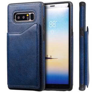 For Galaxy Note 8 Shockproof Calf Texture Protective Case with Holder & Card Slots & Frame(Blue)