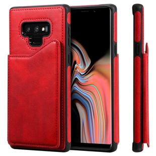 For Galaxy Note 9 Shockproof Calf Texture Protective Case with Holder & Card Slots & Frame(Red)