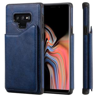 For Galaxy Note 9 Shockproof Calf Texture Protective Case with Holder & Card Slots & Frame(Blue)
