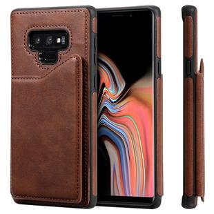 For Galaxy Note 9 Shockproof Calf Texture Protective Case with Holder & Card Slots & Frame(Coffee)