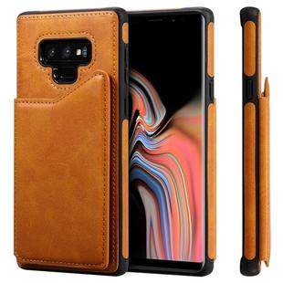 For Galaxy Note 9 Shockproof Calf Texture Protective Case with Holder & Card Slots & Frame(Brown)