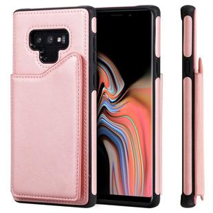 For Galaxy Note 9 Shockproof Calf Texture Protective Case with Holder & Card Slots & Frame(Rose Gold)