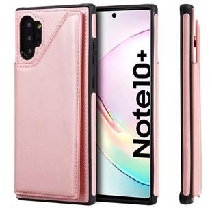 For Galaxy Note 10+ Shockproof Calf Texture Protective Case with Holder & Card Slots & Frame(Rose Gold)