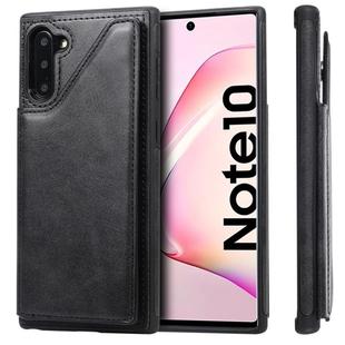 For Galaxy Note 10 Shockproof Calf Texture Protective Case with Holder & Card Slots & Frame(Black)