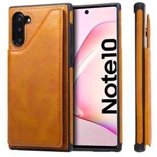 For Galaxy Note 10 Shockproof Calf Texture Protective Case with Holder & Card Slots & Frame(Brown)