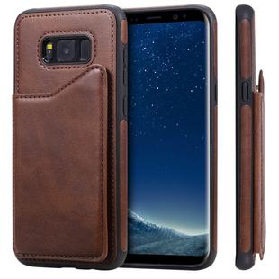 For Galaxy S8+ Shockproof Calf Texture Protective Case with Holder & Card Slots & Frame(Coffee)