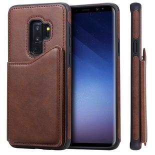 For Galaxy S9+ Shockproof Calf Texture Protective Case with Holder & Card Slots & Frame(Coffee)