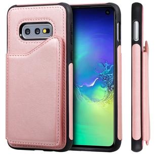 For Galaxy S10e Shockproof Calf Texture Protective Case with Holder & Card Slots & Frame(Rose Gold)