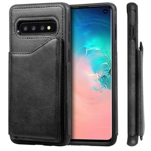 For Galaxy S10 Shockproof Calf Texture Protective Case with Holder & Card Slots & Frame(Black)