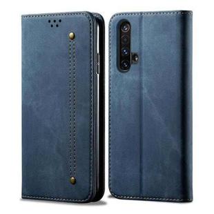 For OPPO Realme X50 Denim Texture Casual Style Horizontal Flip Leather Case with Holder & Card Slots & Wallet(Blue)