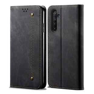 For OPPO Realme X50 Pro Denim Texture Casual Style Horizontal Flip Leather Case with Holder & Card Slots & Wallet(Black)