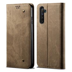 For OPPO Realme 6 Pro Denim Texture Casual Style Horizontal Flip Leather Case with Holder & Card Slots & Wallet(Khaki)