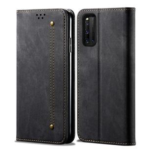For Vivo IQOO 3 Denim Texture Casual Style Horizontal Flip Leather Case with Holder & Card Slots & Wallet(Black)