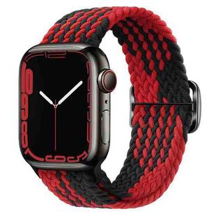 Buckle Nylon Braided Watch Band for Apple Watch Ultra 49mm&Watch Ultra 2 49mm / Series 9&8&7 45mm / SE 3&SE 2&6&SE&5&4 44mm / 3&2&1 42mm(Black Red)