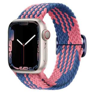 Buckle Nylon Braided Watch Band for Apple Watch Ultra 49mm&Watch Ultra 2 49mm / Series 9&8&7 45mm / SE 3&SE 2&6&SE&5&4 44mm / 3&2&1 42mm(Blue Pink)