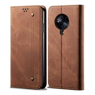 For Vivo S6 Denim Texture Casual Style Horizontal Flip Leather Case with Holder & Card Slots & Wallet(Brown)