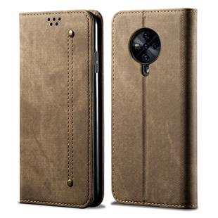 For Vivo S6 Denim Texture Casual Style Horizontal Flip Leather Case with Holder & Card Slots & Wallet(Khaki)