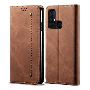 For Vivo Z6 Denim Texture Casual Style Horizontal Flip Leather Case with Holder & Card Slots & Wallet(Brown)