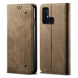 For Vivo Z6 Denim Texture Casual Style Horizontal Flip Leather Case with Holder & Card Slots & Wallet(Khaki)