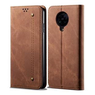 For Xiaomi Redmi K30 Pro / POCO F2 Denim Texture Casual Style Horizontal Flip Leather Case with Holder & Card Slots & Wallet(Brown)