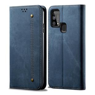 For Galaxy M31 Denim Texture Casual Style Horizontal Flip Leather Case with Holder & Card Slots & Wallet(Blue)
